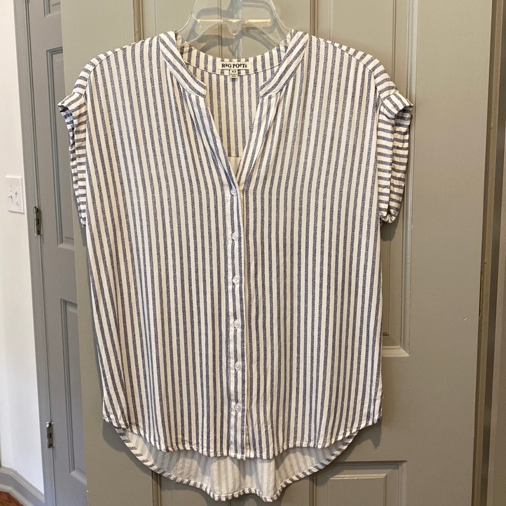 Rag Poets Stripe Button Down Blouse